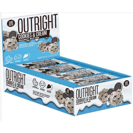 Outright Cookies & Cream Burro di arachidi, Barretta proteica con biscotti al gusto di panna e burro di arachidi, 60 G