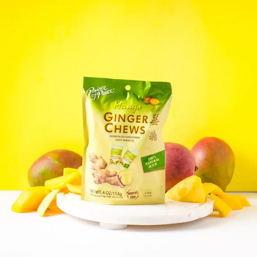 Prince Of Peace Ginger Chews, caramel aromatisé au gingembre et à la mangue, 85 g