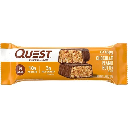 Quest Hero Knuspriger Protein-Erdnussbutter-Riegel mit Schokoladengeschmack, 54 g