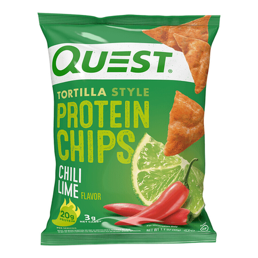Quest Tortilla Style Protein Chips, Proteinchips mit Chili-Limetten-Geschmack, 32 G