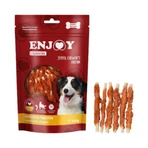 ENJOY Carnivore Twister Kauknochen aus Rohhaut, XS–XL, Huhn, Hundeleckerli-Beutel, 100 g