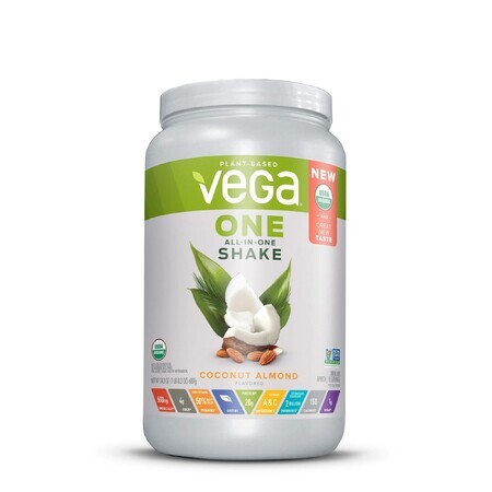 Vega One All-in-One-Ernährungsshake, pflanzliches Eiweiß, Kokosnuss- und Mandelgeschmack, 687 g