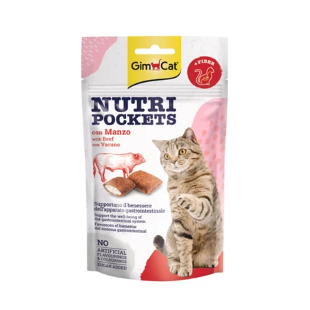 GIMCAT Nutri Pockets Vita&Malt, wołowina, funkcjonalne przysmaki dla kotów, 60 g: ceny i cechy