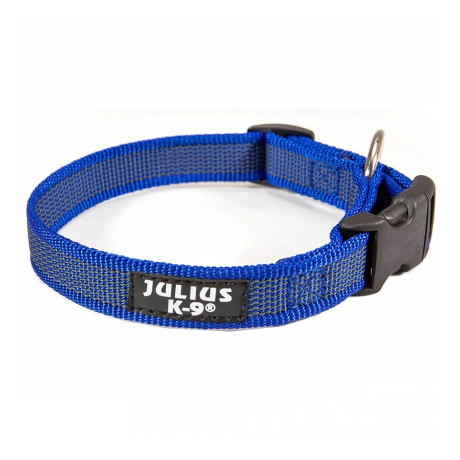 JULIUS-K9 Color & Gray, regulowana obroża dla psów z uchwytem, nylonowa, 20 mm x 27–42 cm, niebiesko-szara: ceny i cechy