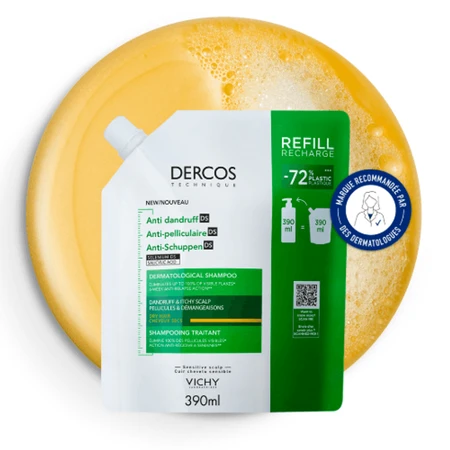 Vichy Dercos Anti-Schuppen-Shampoo DS für trockenes Haar, Eco-Nachfüllpackung, 3x390 ml