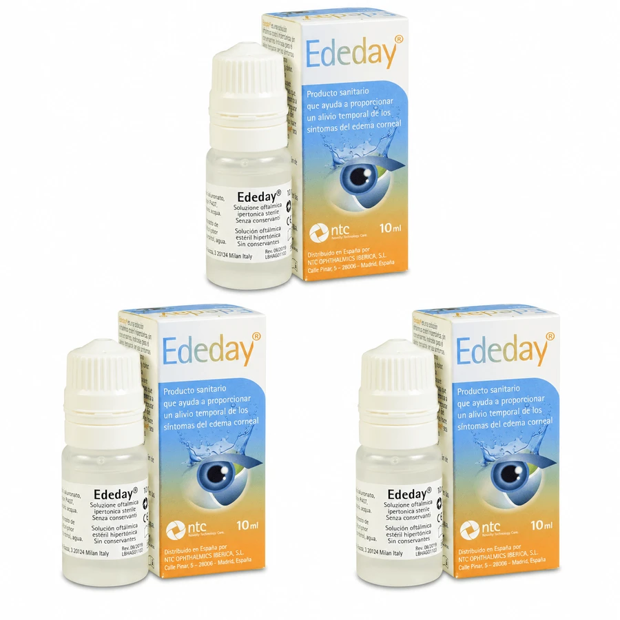 Ededay steriele hypertonische oogdruppels, 3 x 10 ml, NTC