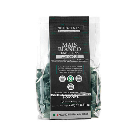 Weiße Maismehlnudeln mit Spirulina Bio, 250 g, Nutracentis