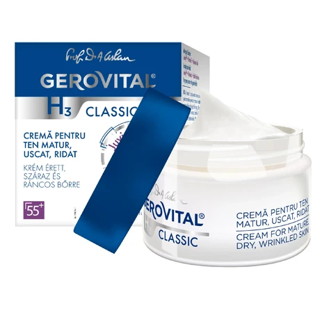 Gerovital H3 Classic Cream for Mature, Dry, and Wrinkled Skin, 50 ml, Farmec
