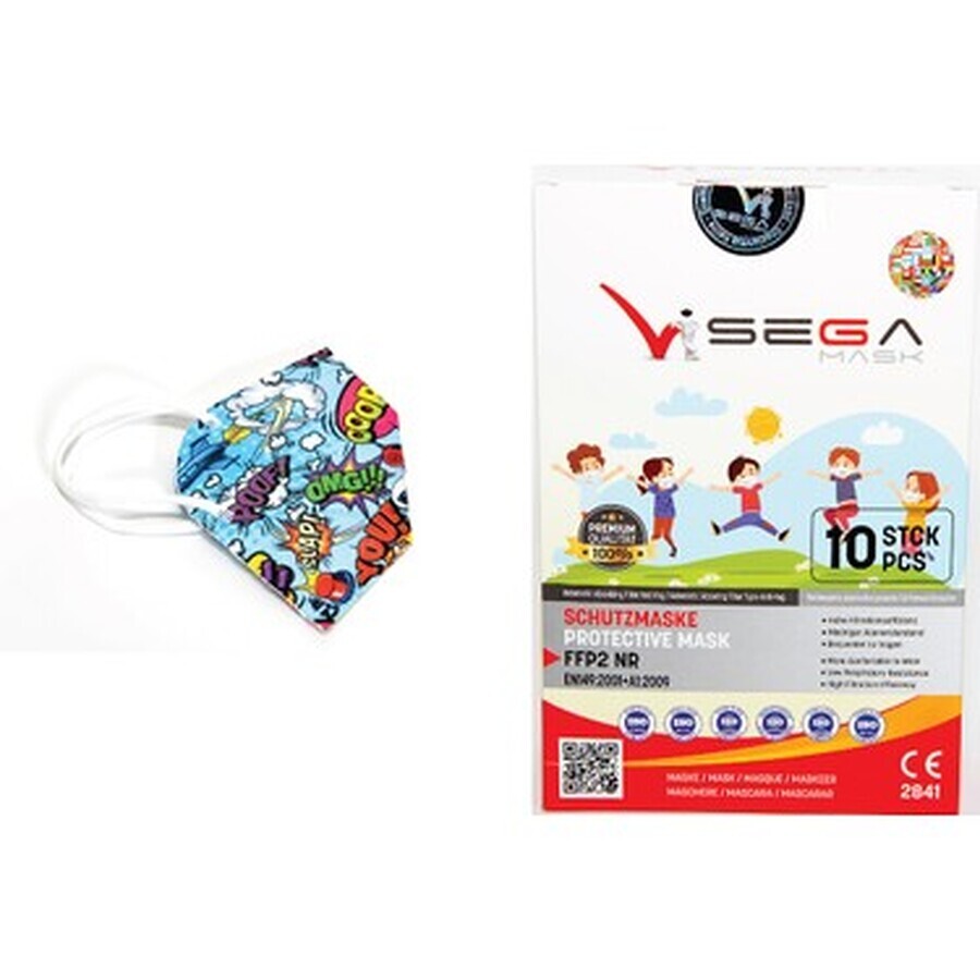 Sega Mask Ffp2 Kids Blue Color Mask - 1 cutie (10 bucăți)