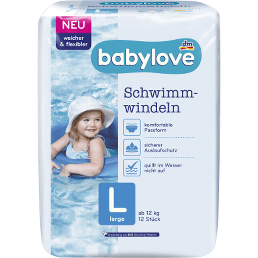 Couche de bain Babylove, taille L, 12 pièces