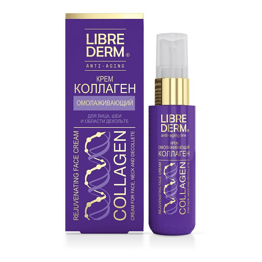 Cremă rejuvenare pentru față, gât și decolteu Collagen, 50ml, Libre Derm