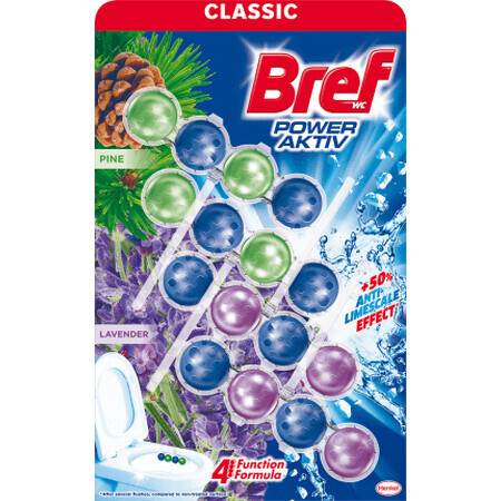 Bref Odorizant Power Aktiv toaletă Pine & Lavender, 4 buc