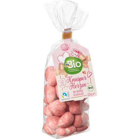 DmBio Ciocolată albă inimi zmeură ECO, 125 g