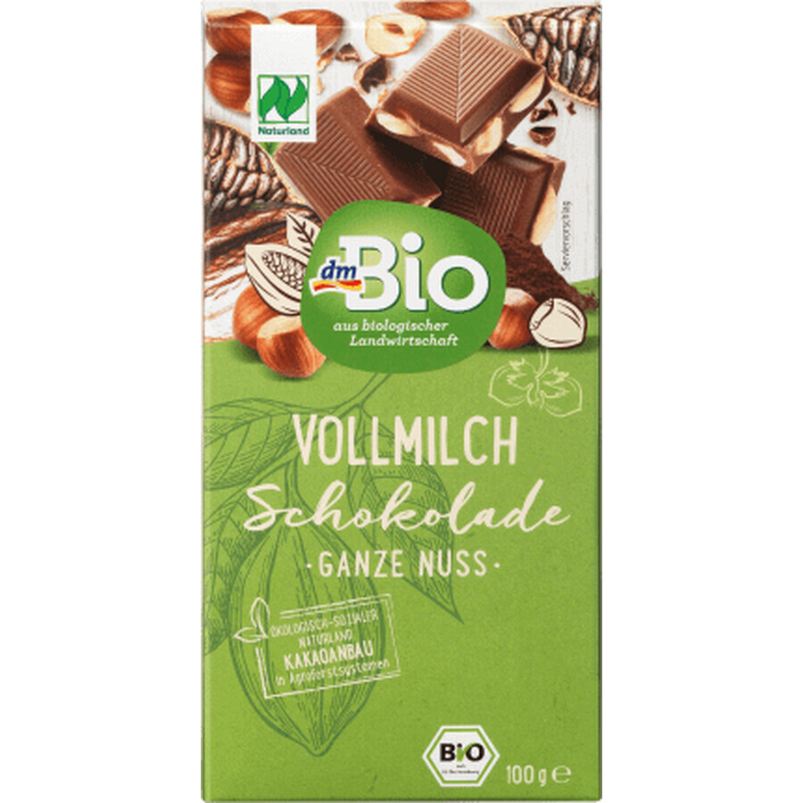 DmBio Vollmilchschokolade mit Haselnüssen, 100 g