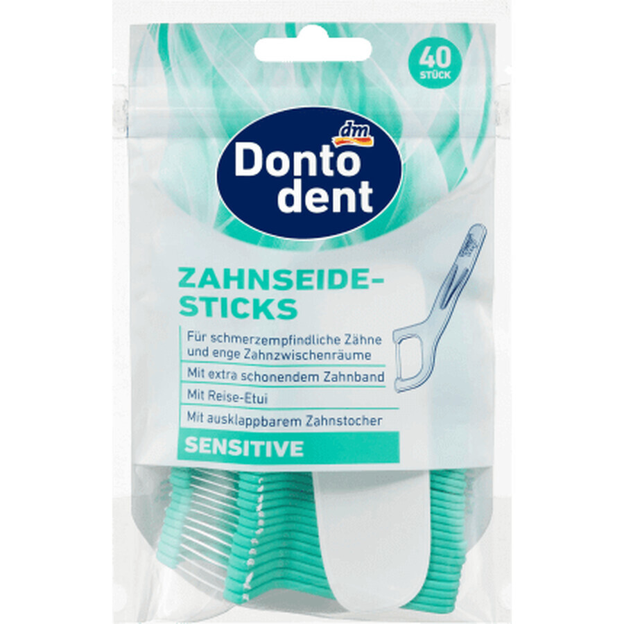 Dontodent ață dentară sticks sensitive, 40 buc