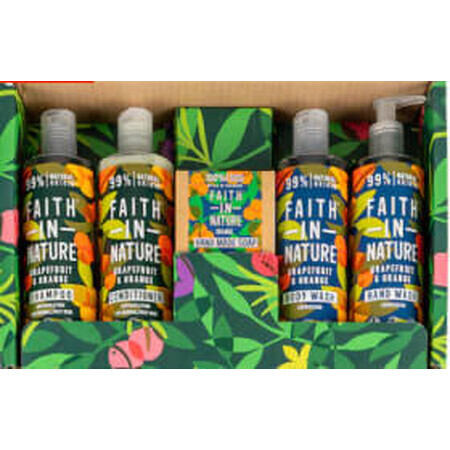 Faith in Nature Set șampon pentru păr+balsam pentru păr+gel de duș+săpun lichid+săpun solid, 1 buc