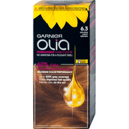 Garnier Olia Ammoniakfreie permanente Haarfarbe 6.3 hell goldbraun, 1 Stück