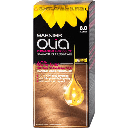 Garnier Olia Vopsea de păr permanentă fără amoniac 8.0 blond, 1 buc