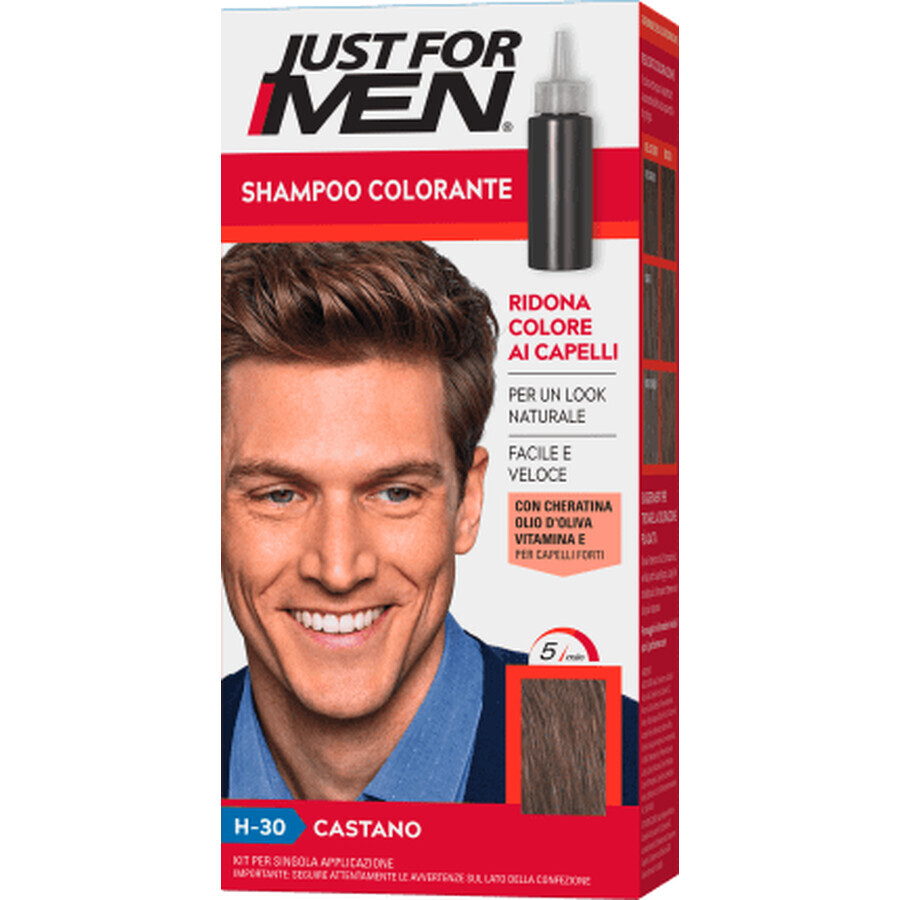 JUST FOR MEN Șampon colorant castaniu bărbați, 1 buc