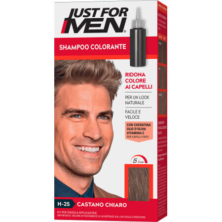 JUST FOR MEN Șampon colorant castaniu deschis bărbați, 1 buc