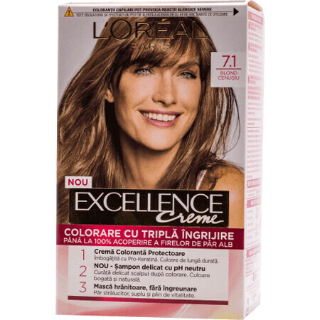 Loreal Paris  EXCELLENCE CREME Vopsea de păr permanentă cu amoniac 7.1, 1 buc