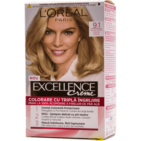 Loreal Paris EXCELLENCE CREME Tintura permanente per capelli con ammoniaca 9.1, 1 pz