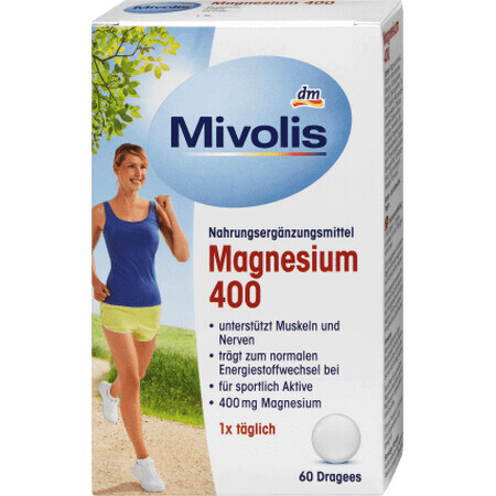 Mivolis Magneziu drajeuri 400, 65,7 g, 60 dropsuri