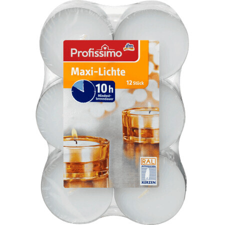 Profissimo Maxi-Pastillenkerzen, Brenndauer 10H, 12 Stück