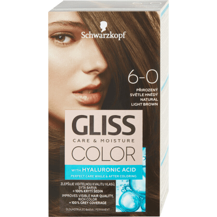 Schwarzkopf Gliss Color Dauerhafte Haarfarbe 6-0 Natürliches Hellbraun, 1 Stück