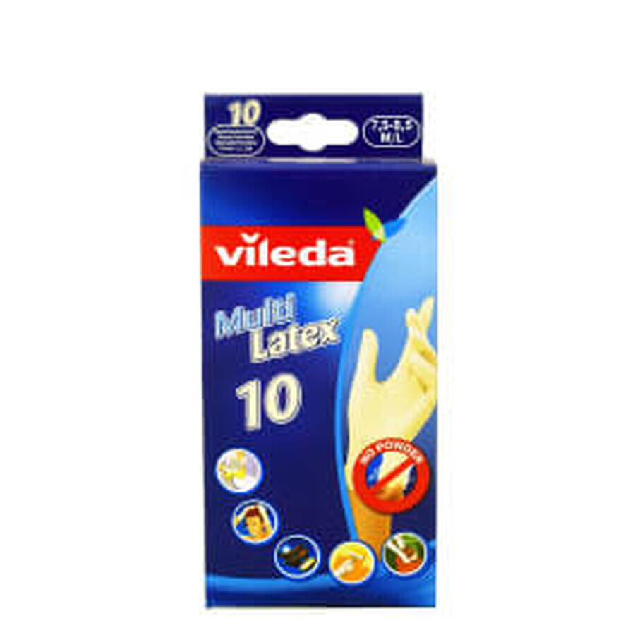 vileda Mănuși naturale latex M-L, 10 buc