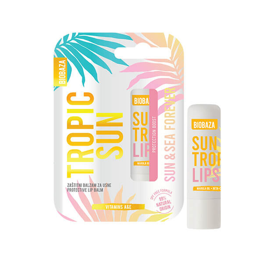 Balsam de buze pentru protectie solara, cu betacaroten, TROPIC SUN, Biobaza, 4,5 g